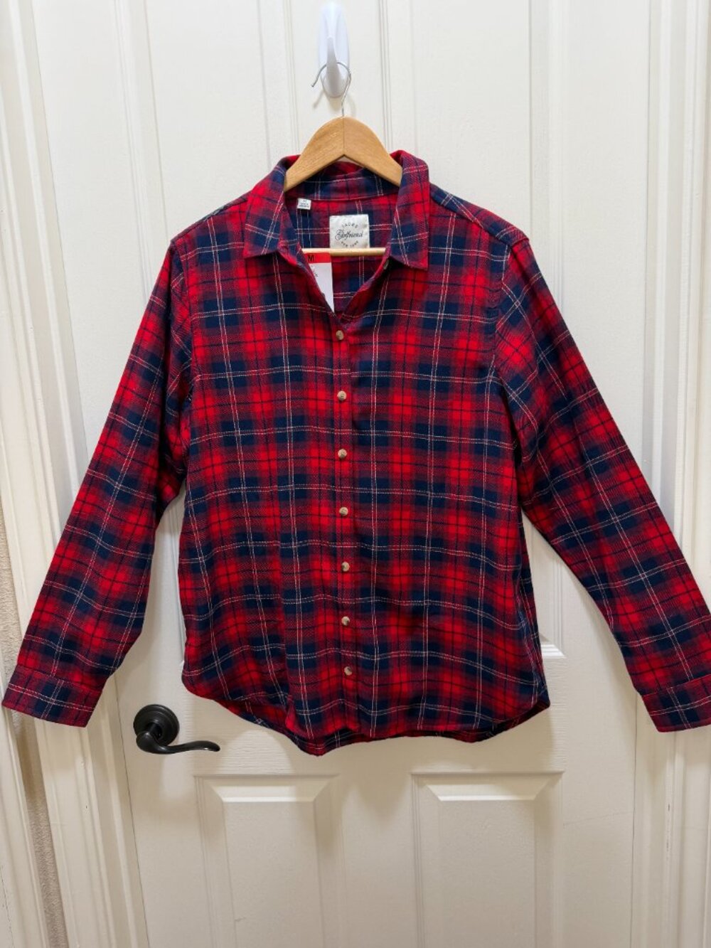 JACHS Girlfriend Women's Relax Fit Flannel Button Front Shirt Size M Plaid NEW